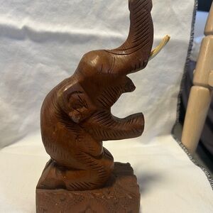 Handcrafted Pair of Wooden Elephant bookends